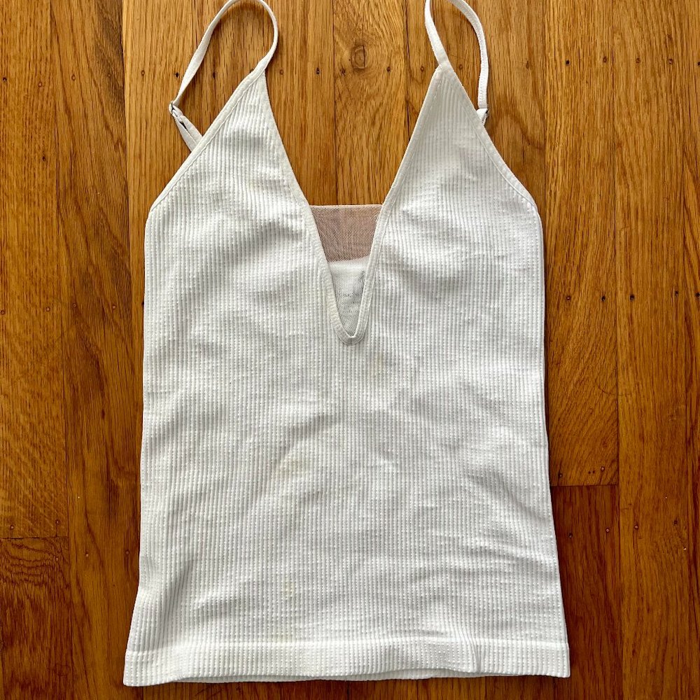 Intimately by Free People White Tank/Cami with Mesh - Size XS/S
